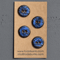 4 pcs. 23mm ceramic buttons blue/brown lace