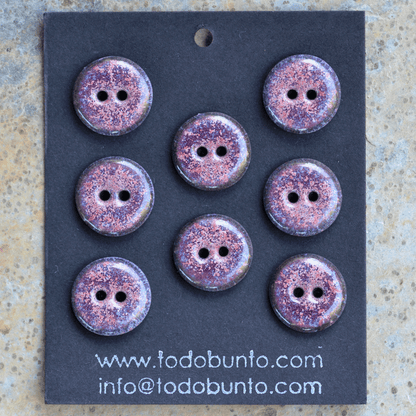 8 pcs. 17-18mm black porcelain  buttons magenta sky