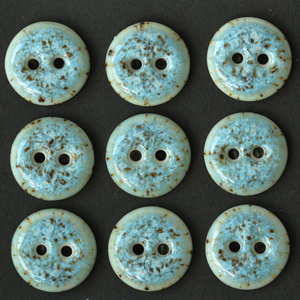 9 pcs. 15-16 mm porcelain buttons blue spruce