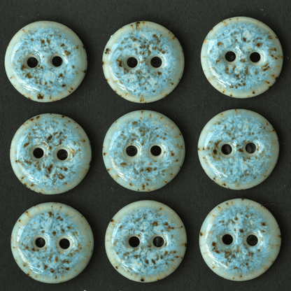 9 pcs. 15-16 mm porcelain buttons blue spruce