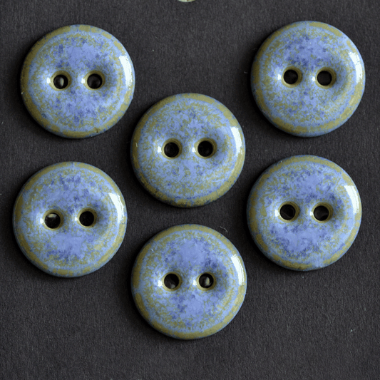 6 pcs. 15-16 ceramic buttons lilac/blue/green