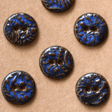 17-18mm ceramic buttons blue/brown lace