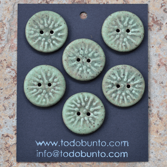 6 pcs 23 mm ceramic buttons green