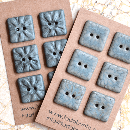 6 pcs. 20x20mm ceramic buttons rime ice