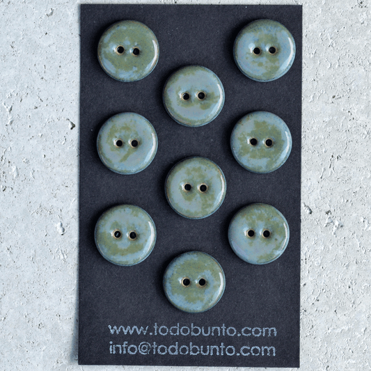 9 pcs. 18mm ceramic buttons green/blue