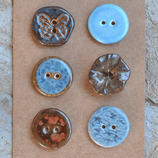 Ceramic buttons mix blue/brown
