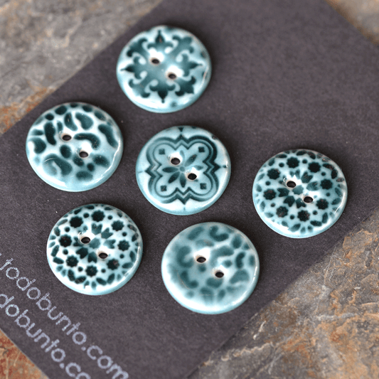 6 pcs. 20mm porcelain buttons rainforest