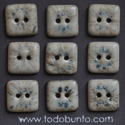 9 pcs. 17x17mm ceramic buttons rime ice