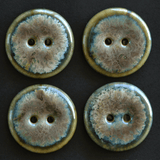 4 pcs. 23mm ceramic buttons emerald/beige