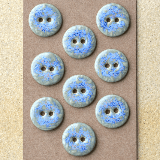 9 pcs 17-18mm ceramic buttons green/blue