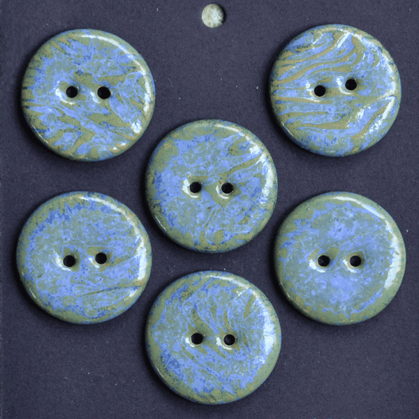 6 pcs 23 mm ceramic buttons green/blue