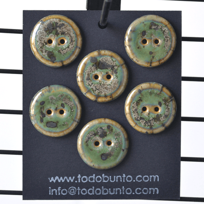 6 pcs. 23mm ceramic buttons seaweed