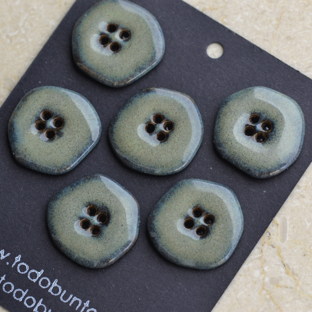 6 pcs. 23mm ceramic buttons dusty green