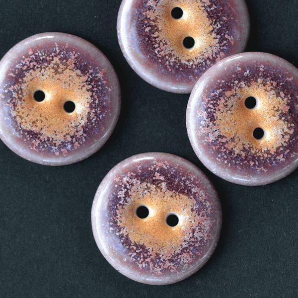 6 pcs. 22/23mm porcelain buttons magenta/papaya