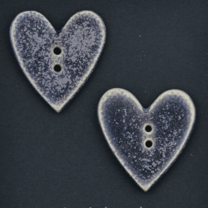 2x ceramic buttons hearts