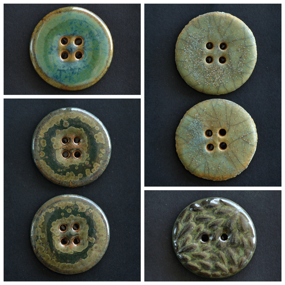 2 pcs. 27-28 mm ceramic buttons green