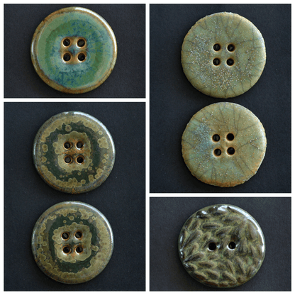 2 pcs. 27-28 mm ceramic buttons green
