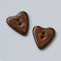 2x21mm Keramikknöpfe Altkupfer Herzchen