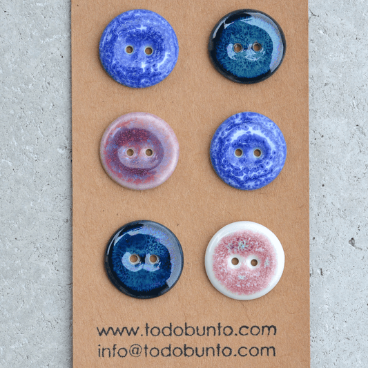 6x23 mm Handmade Porzellanknöpfe Mix