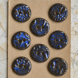 8 pcs. 23 mm ceramic buttons blue/brown lace