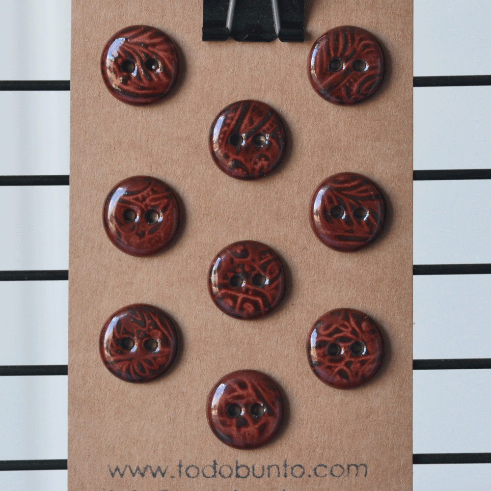 12 pcs. 15-16mm ceramic buttons cinnabar