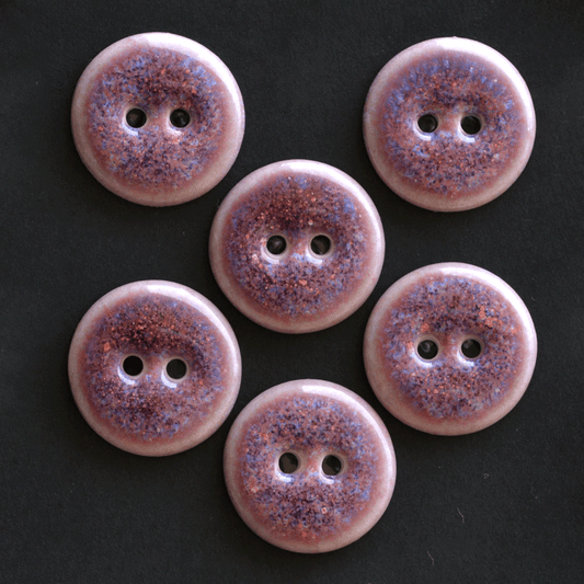 6 pcs. 20mm porcelain buttons magenta sky
