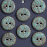 8 pcs 20 mm ceramic buttons copper patina
