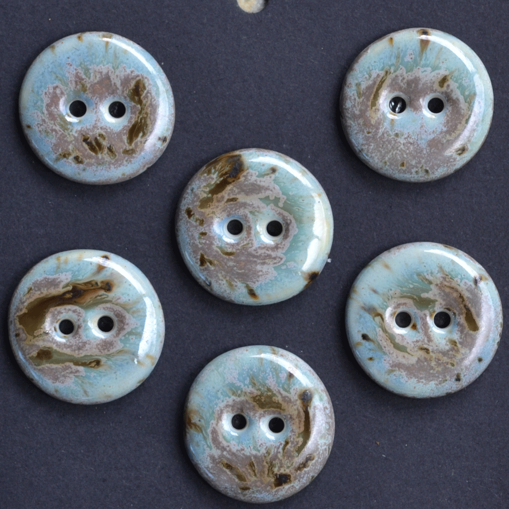 6 pcs. 20mm porcelain buttons spring
