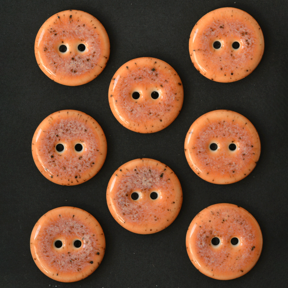 8 pcs. 21 mm porcelain buttons papaya