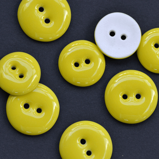 6 pcs. 22mm porcelain buttons bright yellow