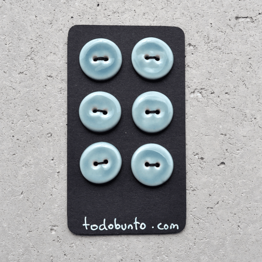 6 pcs. 18mm porcelain buttons steel blue