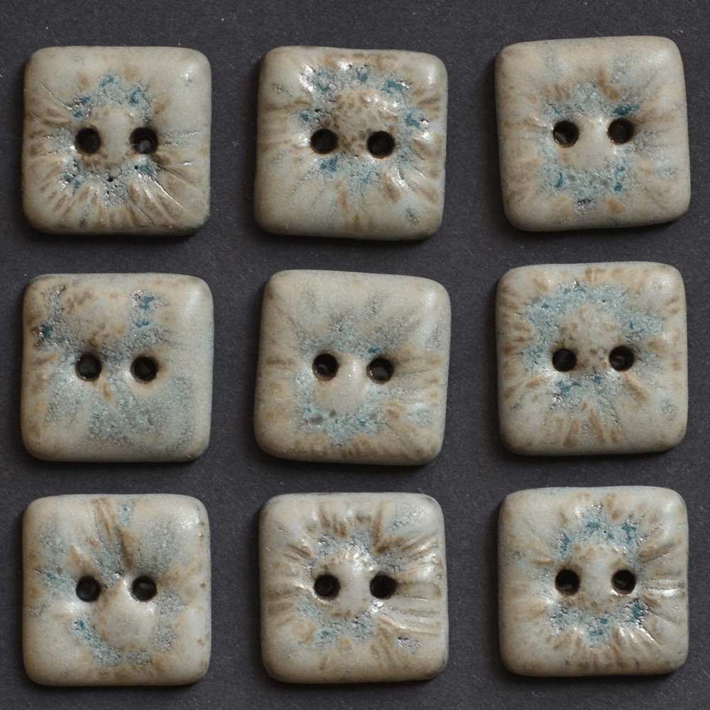 9 pcs. 17x17mm ceramic buttons rime ice 2