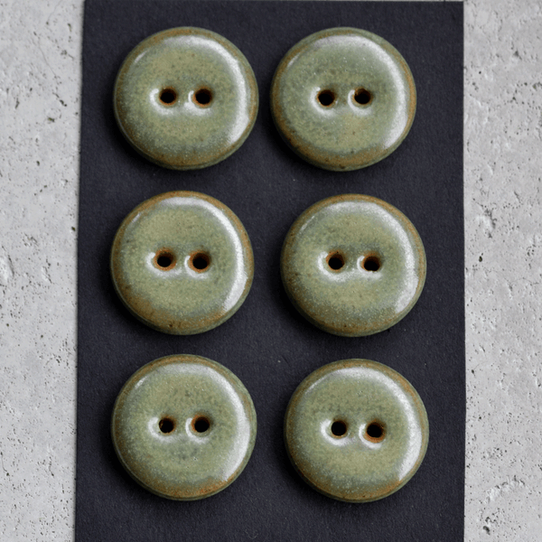 6x19mm Handmade Keramikknöpfe Silk Green