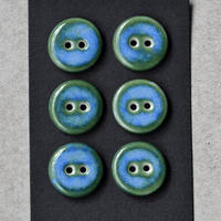 6x17mm Handmade Porzellanknöpfe Blaugrün