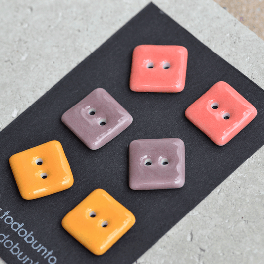 6pcs 18x18mm porcelain buttons square mix