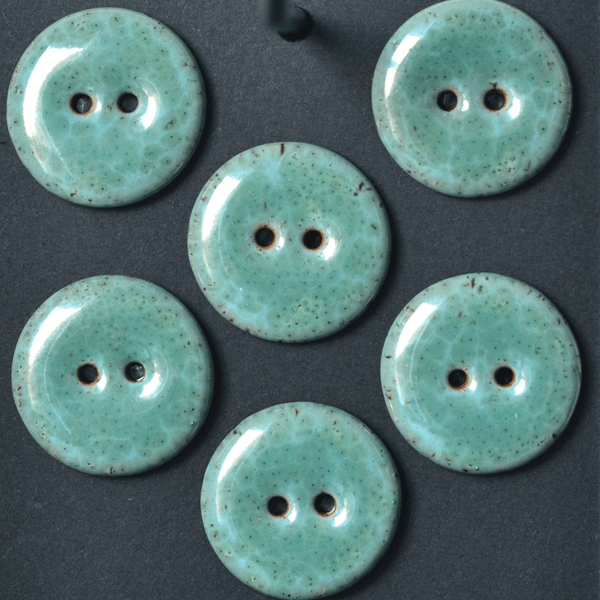 6 pcs. 23mm ceramic buttons Robins Egg
