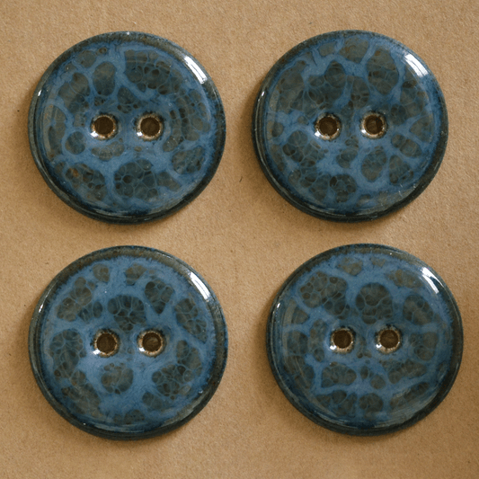 4 pcs. 27 mm ceramic buttons stormy blue