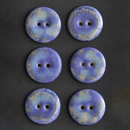 6 pcs. 23mm ceramic buttons lilac/blue
