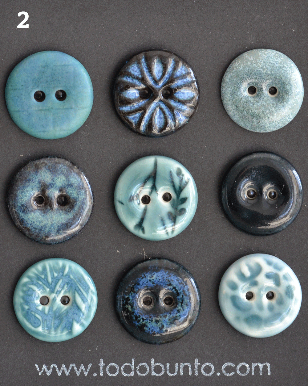 17-19mm ceramic buttons mix blue