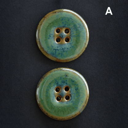 2 pcs. 27-28 mm ceramic buttons green