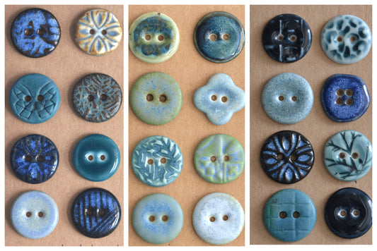 17-19mm ceramic buttons mix blue