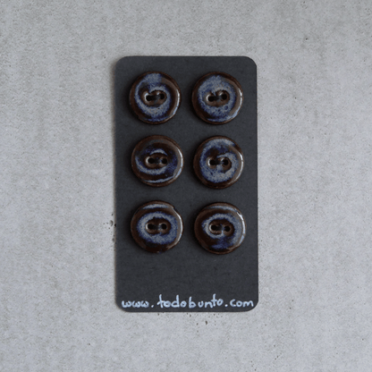 6 pcs. 18mm ceramic buttons blue/brown