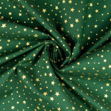 Popeline Metallic Sterne Grün 0,1 m