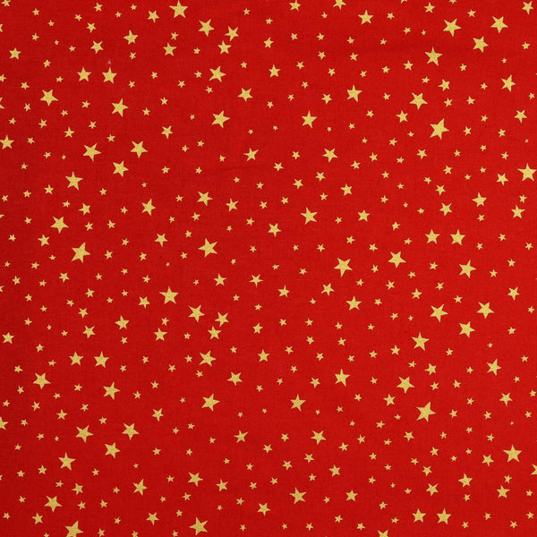 Popeline Metallic Sterne Rot 0,1 m